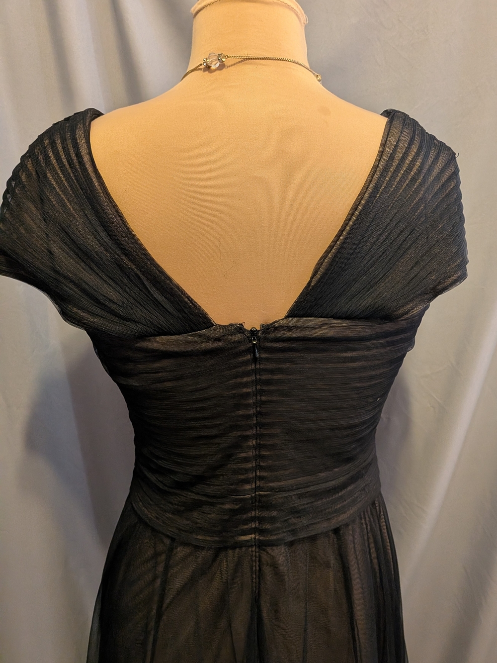 Tadashi Shoji Black Pleated Sheer Maxi Dress Size 4 - Picture 12 of 12